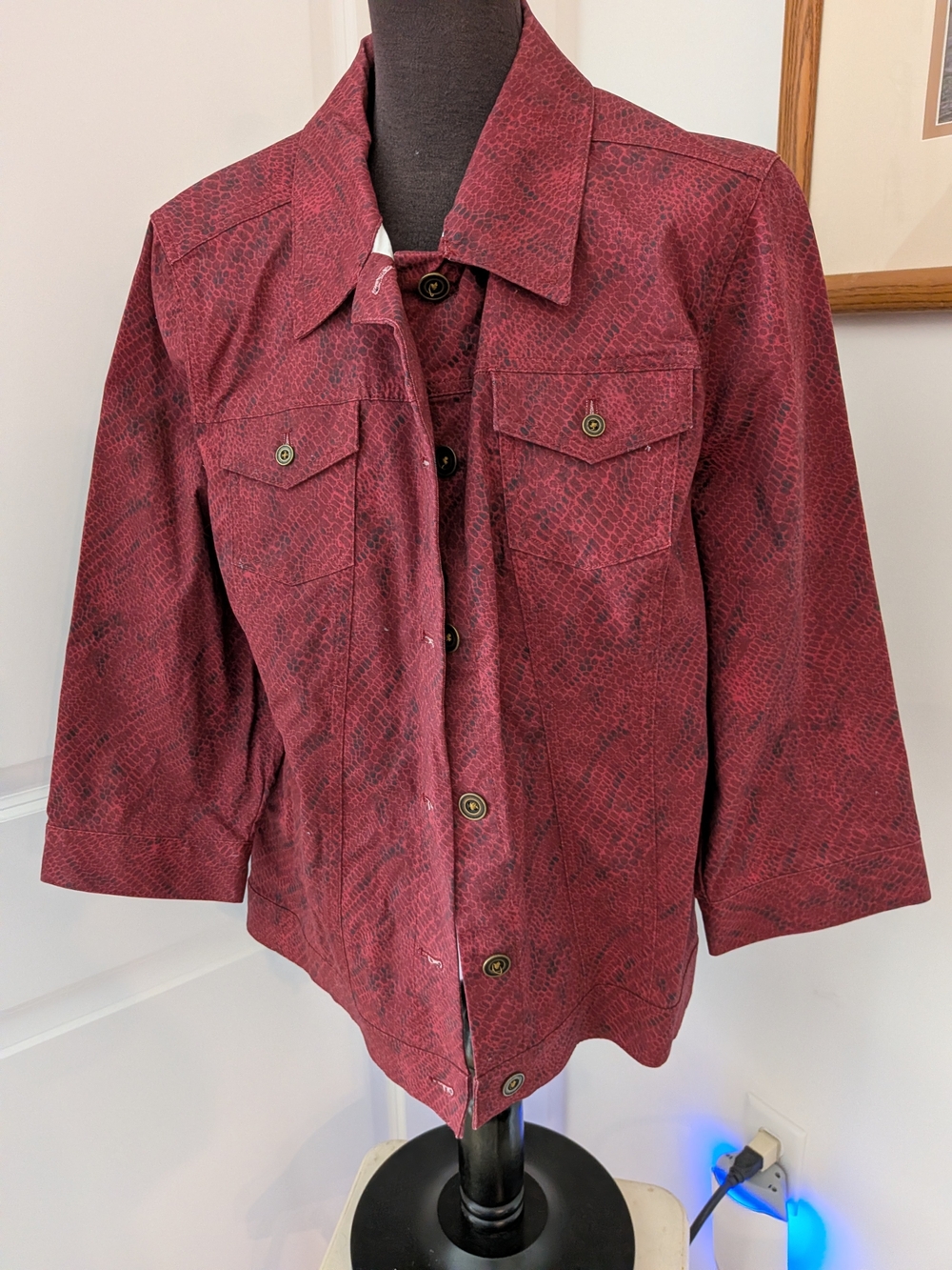 Vintage Women's Red CHICO'S Button-Front Jacket 1X/2X